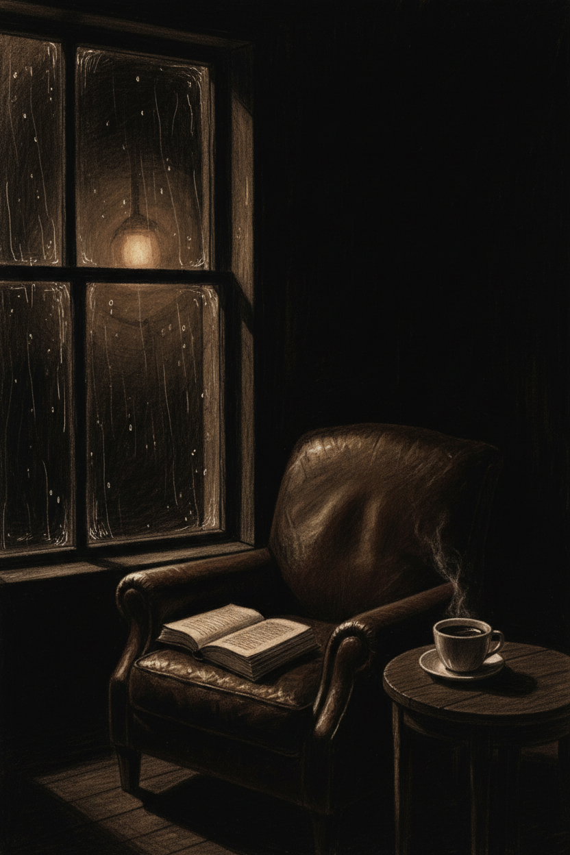 Dark Rainy Reading Nook