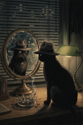 Noir Cat Detective - Dark